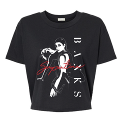 Cropped black t-shirt featuring Serpentina artwork