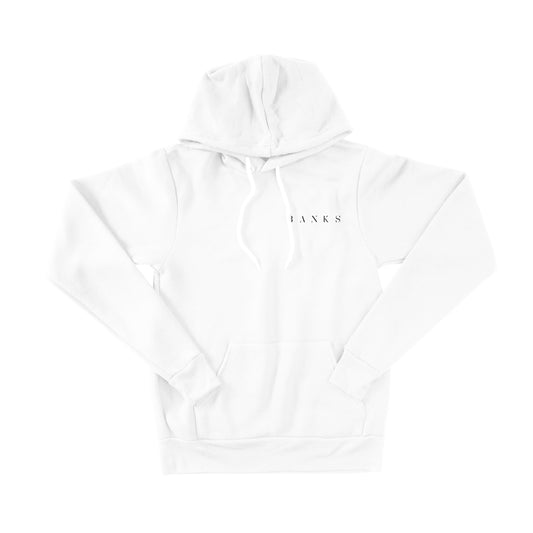 Banks chest logo white hoodie product shot front