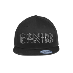 Black flatbill hat with BANKS logo