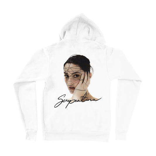Serpentina artwork white hoodie product shot back Banks